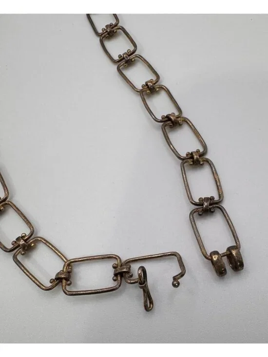 Faceted Fluorite Beaded Necklace Hand Knotted 925 Silver Chain Toggle 24” Artisa - Picture 11 of 11